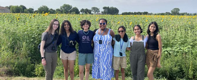 STudents with sunflowers