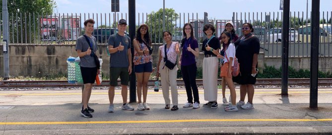 Group at train station